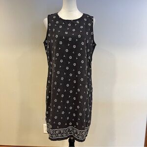 Charcoal grey and White Floral Sleeveless mini Dress